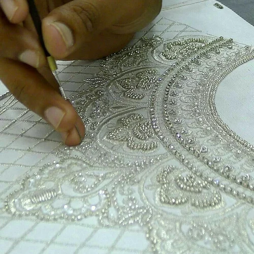 Hand embroidery and zardosi craft work at GANVESH Bangalore studio
